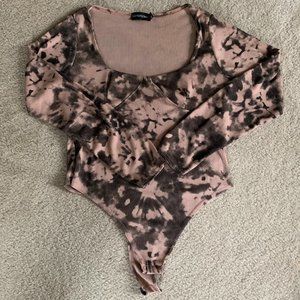Women's Pink and Black Bodysuit